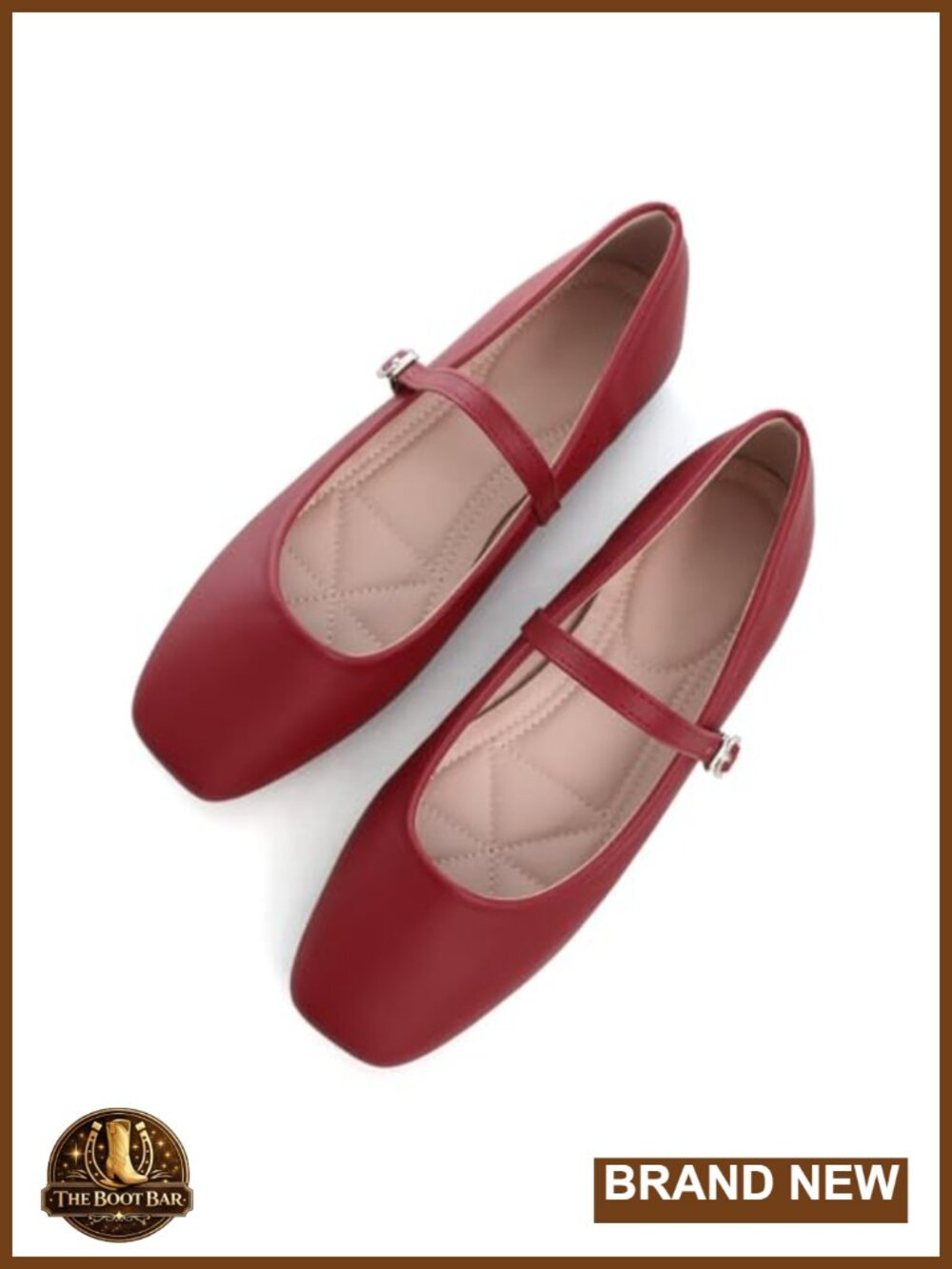 Faux Leather Mary Jane Flats Square Toe Retro Elegant Adjustable Strap Women